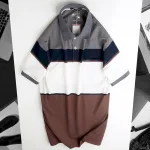 Áo Thun Sọc Nam Trung Niên Phối Màu Cổ Bẻ Có Túi Thun Cotton (Có size 3x)
