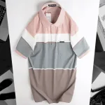 Áo Thun Sọc Nam Trung Niên Phối Màu Cổ Bẻ Có Túi Thun Cotton (Có size 3x)