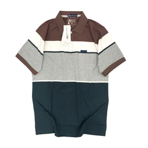 Áo Thun Sọc Nam Trung Niên Phối Màu Cổ Bẻ Có Túi Thun Cotton (Có size 3x)