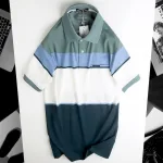 Áo Thun Sọc Nam Trung Niên Phối Màu Cổ Bẻ Có Túi Thun Cotton (Có size 3x)