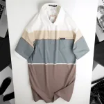 Áo Thun Sọc Nam Trung Niên Phối Màu Cổ Bẻ Có Túi Thun Cotton (Có size 3x)