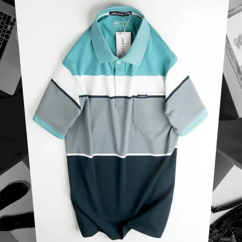 Áo Thun Sọc Nam Trung Niên Phối Màu Cổ Bẻ Có Túi Thun Cotton (Có size 3x)
