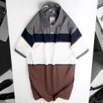 Áo Thun Sọc Nam Trung Niên Phối Màu Cổ Bẻ Có Túi Thun Cotton (Có size 3x)