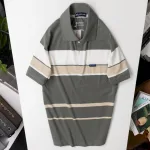 Áo Thun Sọc Nam Trung Niên Phối Sọc Màu Cổ Bẻ Có Túi Thun Cotton (Có size 3x)