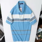 Áo Thun Sọc Nam Trung Niên Phối Sọc Màu Cổ Bẻ Có Túi Thun Cotton (Có size 3x)