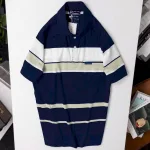 Áo Thun Sọc Nam Trung Niên Phối Sọc Màu Cổ Bẻ Có Túi Thun Cotton (Có size 3x)
