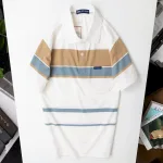 Áo Thun Sọc Nam Trung Niên Phối Sọc Màu Cổ Bẻ Có Túi Thun Cotton (Có size 3x)