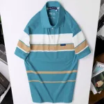 Áo Thun Sọc Nam Trung Niên Phối Sọc Màu Cổ Bẻ Có Túi Thun Cotton (Có size 3x)