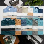 Áo Thun Sọc Nam Trung Niên Phối Sọc Màu Cổ Bẻ Có Túi Thun Cotton (Có size 3x)