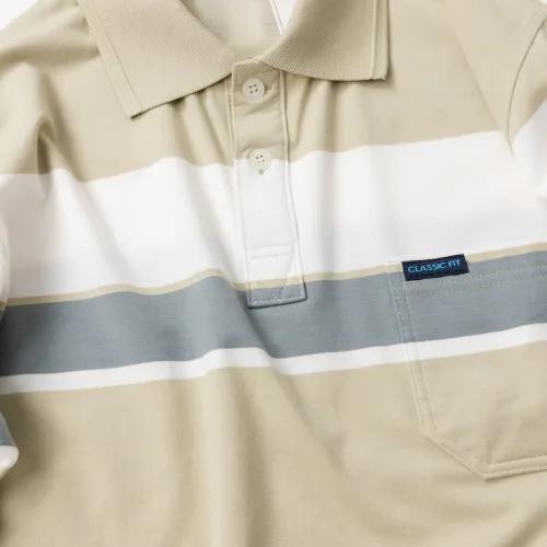 Áo Thun Sọc Nam Trung Niên Phối Sọc Màu Cổ Bẻ Có Túi Thun Cotton (Có size 3x)
