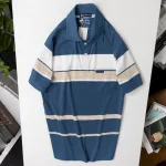 Áo Thun Sọc Nam Trung Niên Phối Sọc Màu Cổ Bẻ Có Túi Thun Cotton (Có size 3x)