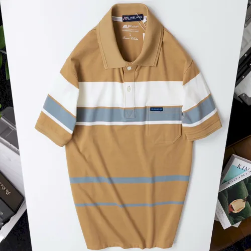 Áo Thun Sọc Nam Trung Niên Phối Sọc Màu Cổ Bẻ Có Túi Thun Cotton (Có size 3x)