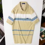 Áo Thun Sọc Nam Trung Niên Phối Sọc Màu Cổ Bẻ Có Túi Thun Cotton (Có size 3x)