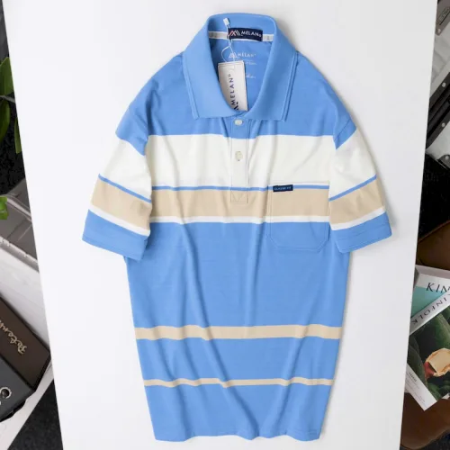 Áo Thun Sọc Nam Trung Niên Phối Sọc Màu Cổ Bẻ Có Túi Thun Cotton (Có size 3x)