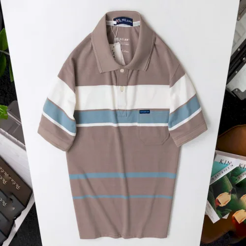 Áo Thun Sọc Nam Trung Niên Phối Sọc Màu Cổ Bẻ Có Túi Thun Cotton (Có size 3x)