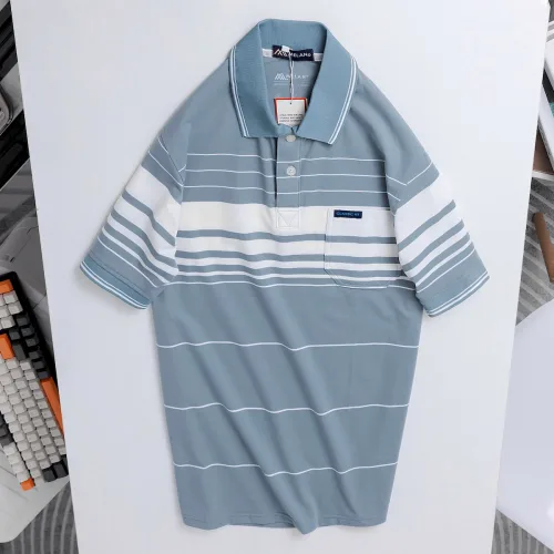 Áo Thun Sọc Nam Trung Niên Phối Sọc Nhuyễn Có Túi Thun Cotton (Có size 3x)