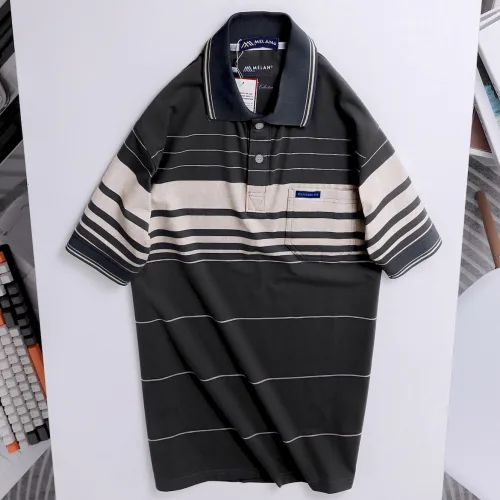 Áo Thun Sọc Nam Trung Niên Phối Sọc Nhuyễn Có Túi Thun Cotton (Có size 3x)