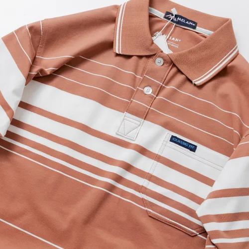 Áo Thun Sọc Nam Trung Niên Phối Sọc Nhuyễn Có Túi Thun Cotton (Có size 3x)