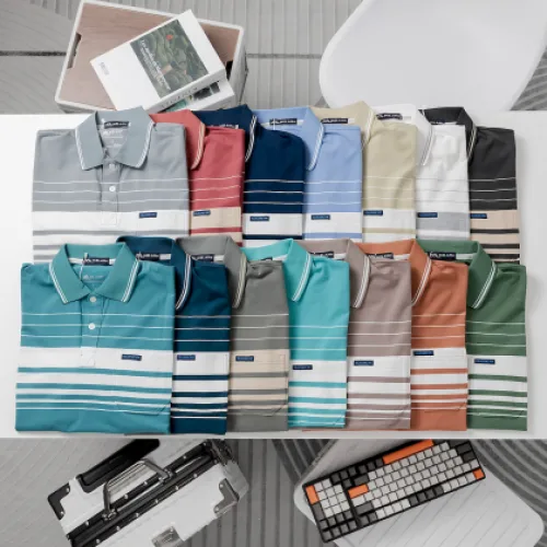 Áo Thun Sọc Nam Trung Niên Phối Sọc Nhuyễn Có Túi Thun Cotton (Có size 3x)