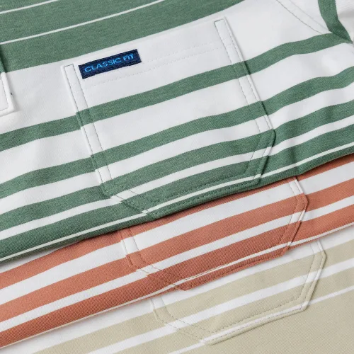 Áo Thun Sọc Nam Trung Niên Phối Sọc Nhuyễn Có Túi Thun Cotton (Có size 3x)