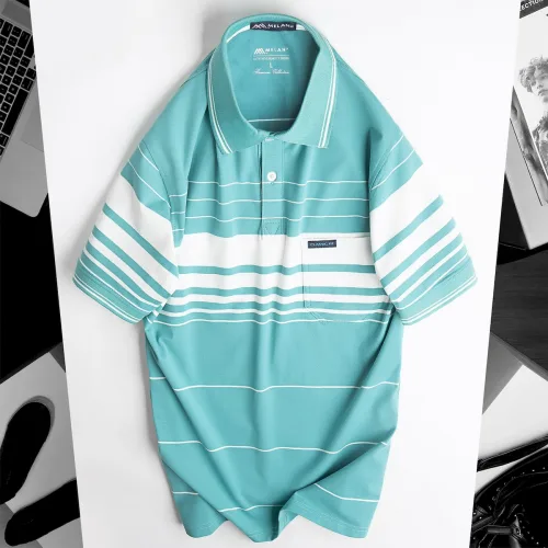 Áo Thun Sọc Nam Trung Niên Phối Sọc Nhuyễn Có Túi Thun Cotton (Có size 3x)