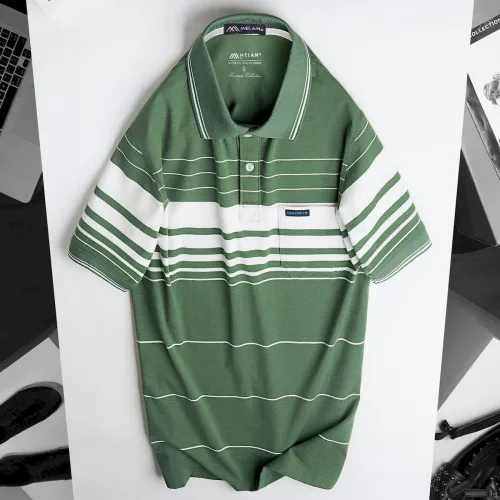 Áo Thun Sọc Nam Trung Niên Phối Sọc Nhuyễn Có Túi Thun Cotton (Có size 3x)