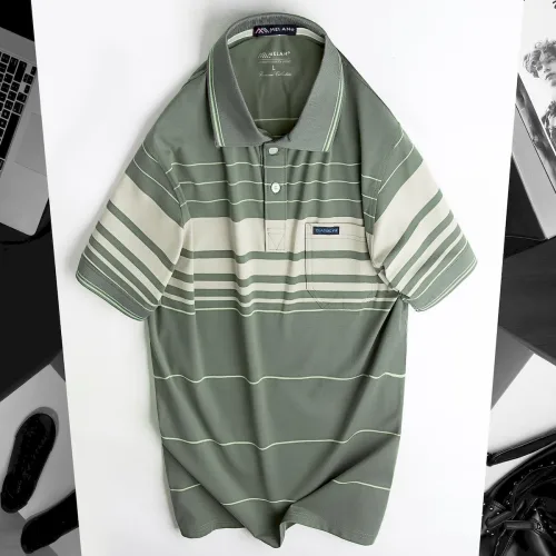 Áo Thun Sọc Nam Trung Niên Phối Sọc Nhuyễn Có Túi Thun Cotton (Có size 3x)