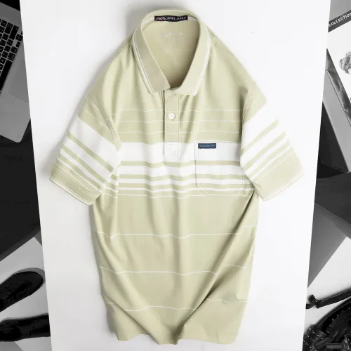 Áo Thun Sọc Nam Trung Niên Phối Sọc Nhuyễn Có Túi Thun Cotton (Có size 3x)