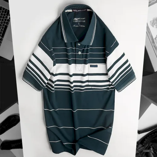 Áo Thun Sọc Nam Trung Niên Phối Sọc Nhuyễn Có Túi Thun Cotton (Có size 3x)