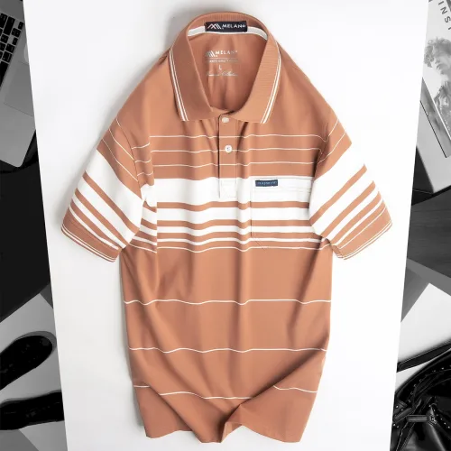 Áo Thun Sọc Nam Trung Niên Phối Sọc Nhuyễn Có Túi Thun Cotton (Có size 3x)