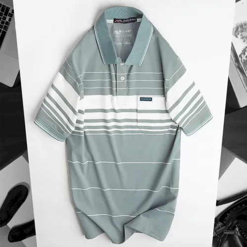 Áo Thun Sọc Nam Trung Niên Phối Sọc Nhuyễn Có Túi Thun Cotton (Có size 3x)