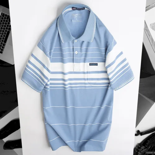Áo Thun Sọc Nam Trung Niên Phối Sọc Nhuyễn Có Túi Thun Cotton (Có size 3x)