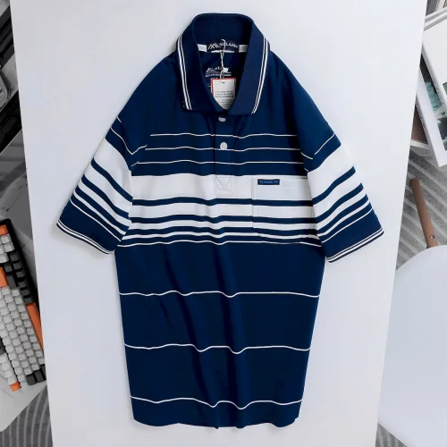 Áo Thun Sọc Nam Trung Niên Phối Sọc Nhuyễn Có Túi Thun Cotton (Có size 3x)