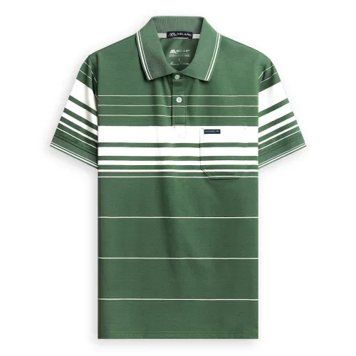 Áo Thun Sọc Nam Trung Niên Phối Sọc Nhuyễn Có Túi Thun Cotton (Có size 3x)