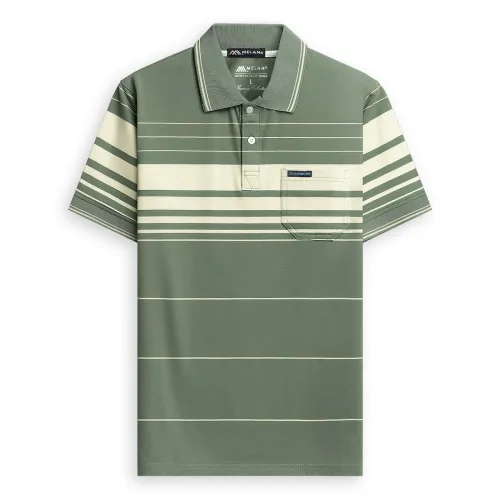 Áo Thun Sọc Nam Trung Niên Phối Sọc Nhuyễn Có Túi Thun Cotton (Có size 3x)