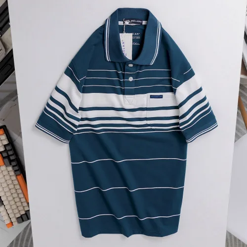 Áo Thun Sọc Nam Trung Niên Phối Sọc Nhuyễn Có Túi Thun Cotton (Có size 3x)