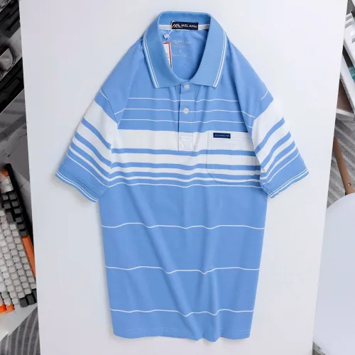Áo Thun Sọc Nam Trung Niên Phối Sọc Nhuyễn Có Túi Thun Cotton (Có size 3x)