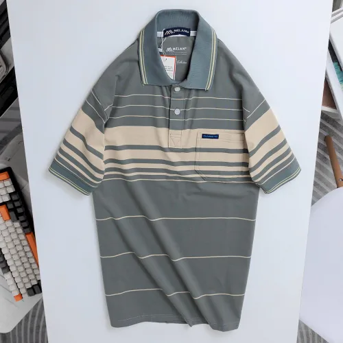 Áo Thun Sọc Nam Trung Niên Phối Sọc Nhuyễn Có Túi Thun Cotton (Có size 3x)