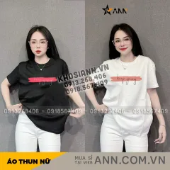 Áo thun thái nữ cổ tròn form giấu quần in chữ keep going