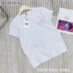 Áo thun thái nữ cổ tròn in chữ kiểu form rộng giấu quần