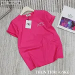 Áo thun thái nữ cổ tròn in chữ kiểu form rộng giấu quần