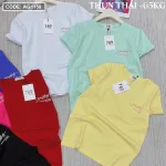 Áo thun thái nữ cổ tròn in chữ kiểu form rộng giấu quần