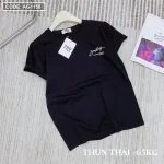 Áo thun thái nữ cổ tròn in chữ kiểu form rộng giấu quần