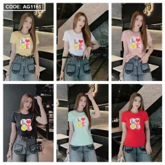 Áo thun thái nữ cổ tròn in chữ LOVE