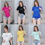Áo thun thái nữ cổ tròn in chữ postive form suông vừa