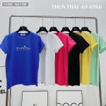Áo thun thái nữ cổ tròn in chữ postive form suông vừa