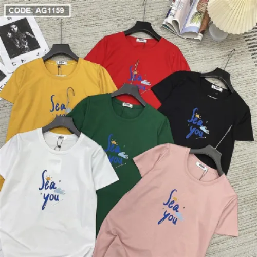 Áo thun thái nữ cổ tròn in chữ see you form suông mặc ôm