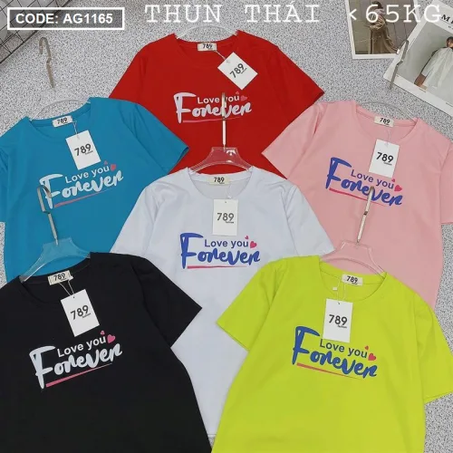 Áo thun thái nữ form suông rộng in chữ forever