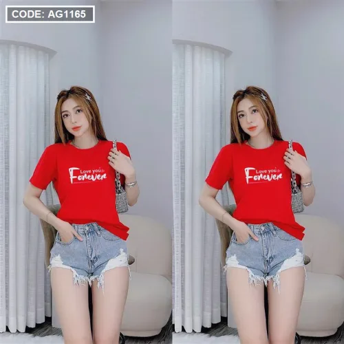 Áo thun thái nữ form suông rộng in chữ forever