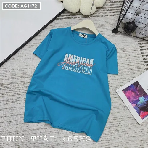 Áo thun thái nữ form rộng in chữ American